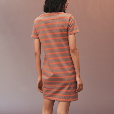 HERMES FW21 Striped Jersey Cotton Straight Short Sleeve Dress Orange H1H4501DN03 Shop HERMES FW21 Striped Jersey Cotton Straight Short Sleeve Dress Orange H1H4501DN03