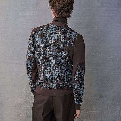 HERMES FW22 Brown Solid Camo Pattern Knit Long Sleeve Sweater H267260HA38 Shop HERMES FW22 Brown Solid Camo Pattern Knit Long Sleeve Sweater H267260HA38