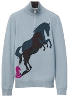 HERMES FW22 Full-Zip Knit Jacket with Animal Print in Mist Grey. H267200HA3Q HERMES FW22 Full-Zip Knit Jacket with Animal Print in Mist Grey. H267200HA3Q