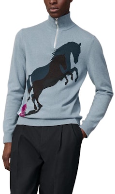 에르메스 FW22 미스트 그레이 동물 프린트 풀집 니트 자켓. H267200HA3Q Lookbook 에르메스 FW22 미스트 그레이 동물 프린트 풀집 니트 자켓. H267200HA3Q