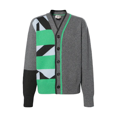HERMES FW22 Geometric Print V-Neck Sweater Grey Long Sleeve. H267340HA82