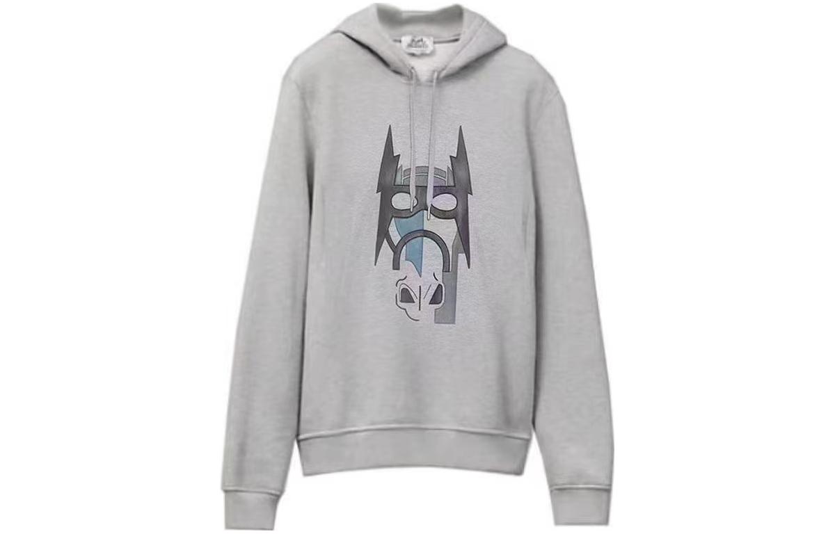 HERMES FW22  Gray Hoodie with Horse Print Design. H267690HA7H