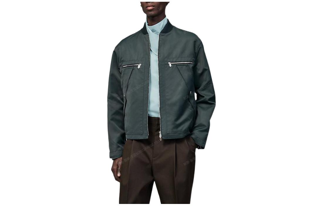Order HERMES FW22 綠色緞面防水拉鍊飛行夾克 H262400HF2H