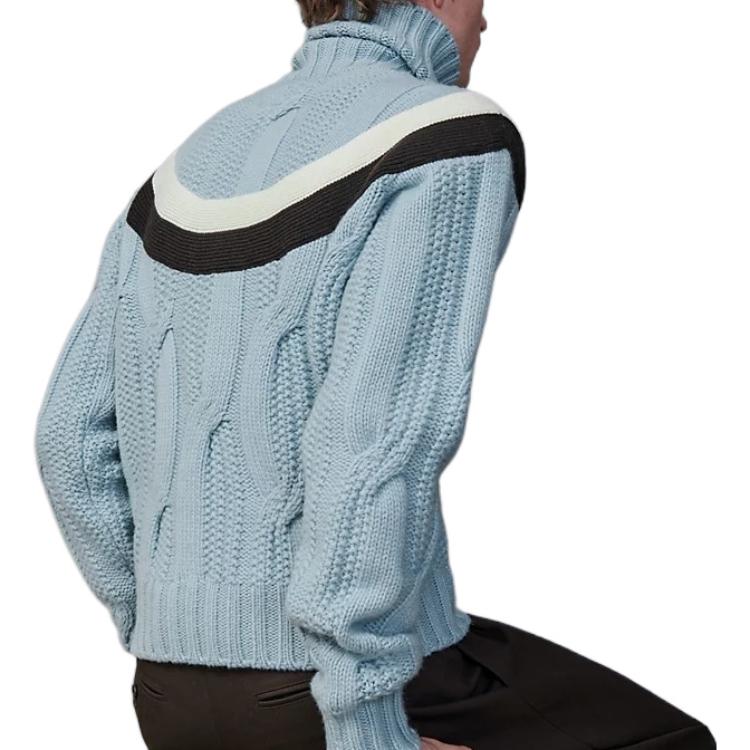 Shop HERMES FW22  Knit Colorblock Turtleneck Sweater Light Blue H267275HA3P