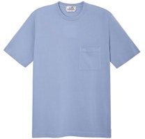 HERMES FW22 Light Blue Solid Color Crew Neck T-Shirt H072025HA69 HERMES FW22 Light Blue Solid Color Crew Neck T-Shirt H072025HA69