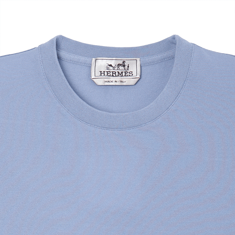 Cheap HERMES FW22  Light Blue Solid Color Crew Neck T-Shirt H072025HA69
