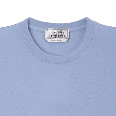 에르메스 FW22 라이트 블루 크루넥 솔리드 컬러 티셔츠 H072025HA69 Cheap 에르메스 FW22 라이트 블루 크루넥 솔리드 컬러 티셔츠 H072025HA69