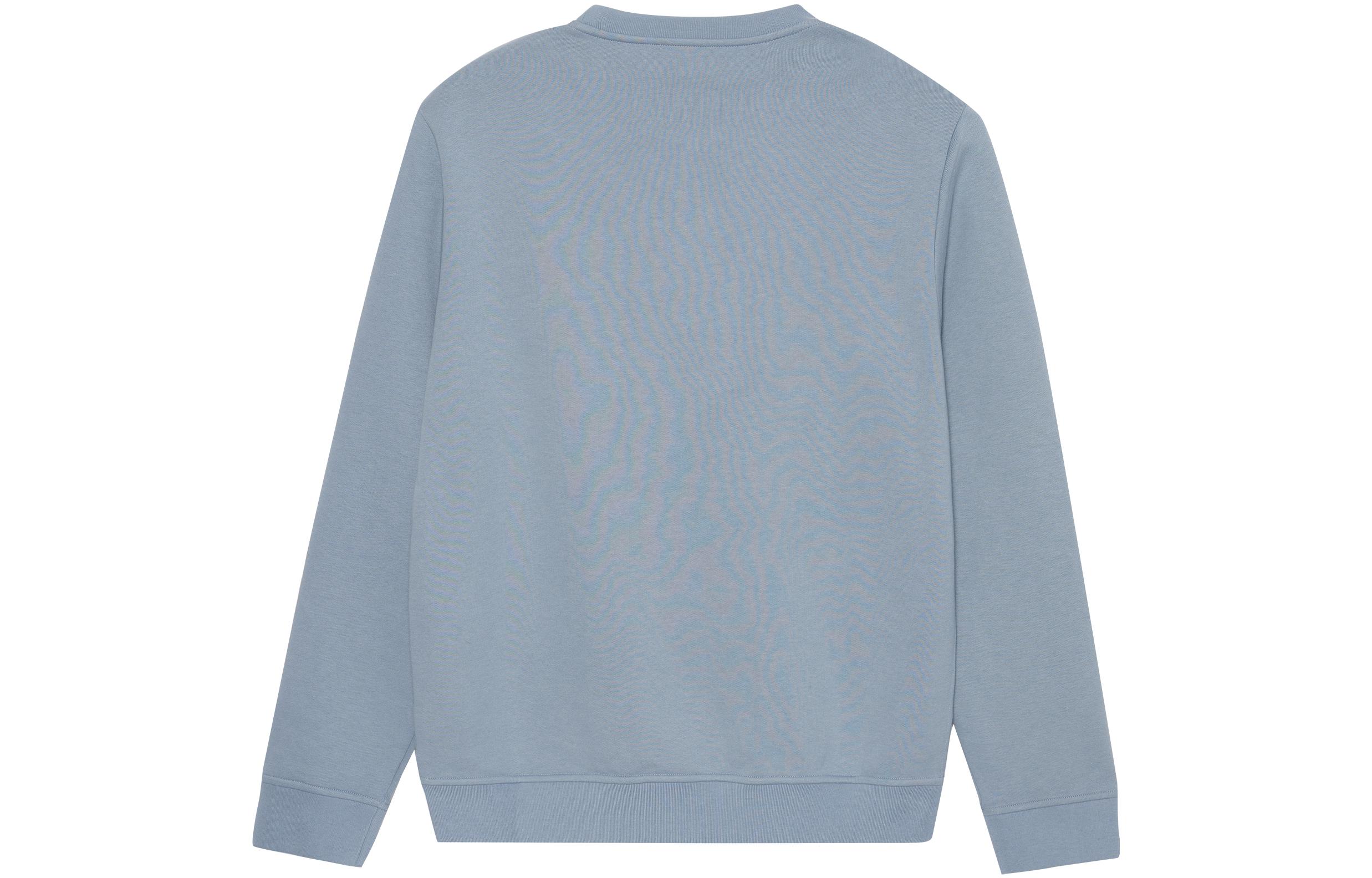 Lookbook HERMES FW22 Logo Print Crewneck Sweatshirt Biru Misty dengan Perincian Kulit. H267680HA3Q