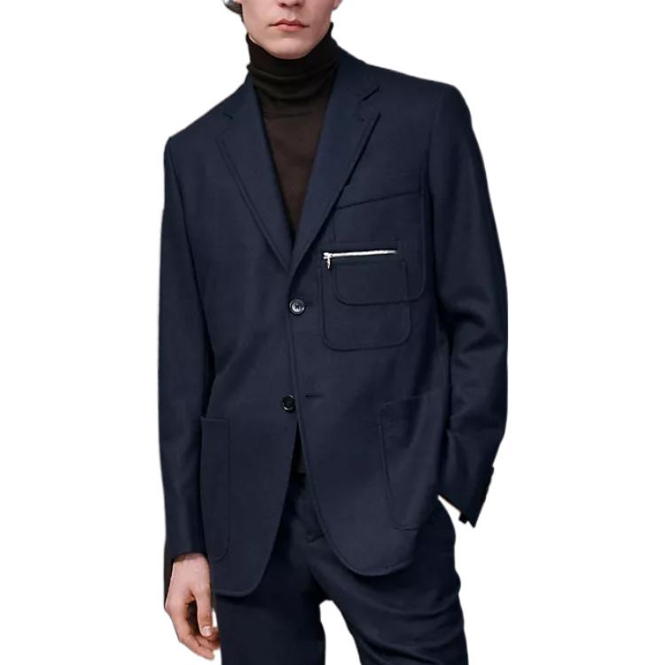 Lookbook HERMES FW22  Navy Blue Long Sleeve Jacket Top H264324H301