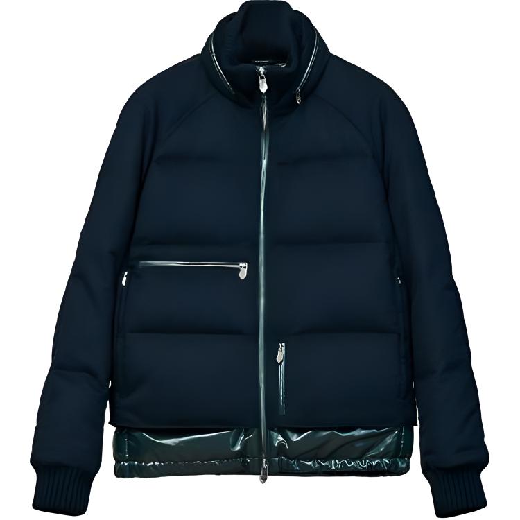 HERMES FW22  Navy Quilted Down Jacket with Stand Collar. H262040HZ01