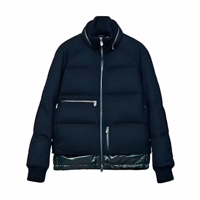 HERMES FW22 Navy Quilted Down Jacket with Stand Collar. H262040HZ01