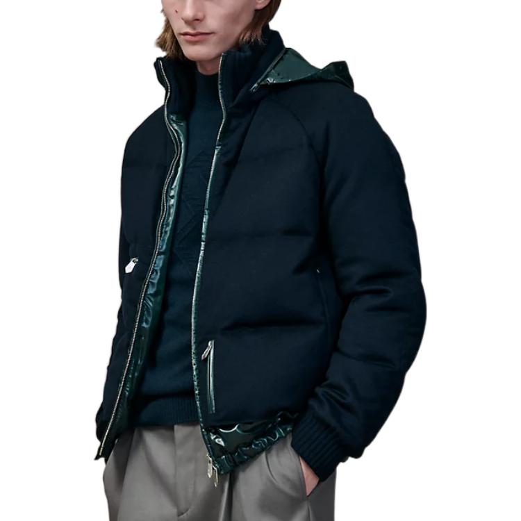 Lookbook 爱马仕 2022秋冬款 海军蓝立领菱格羽绒夹克 H262040HZ01