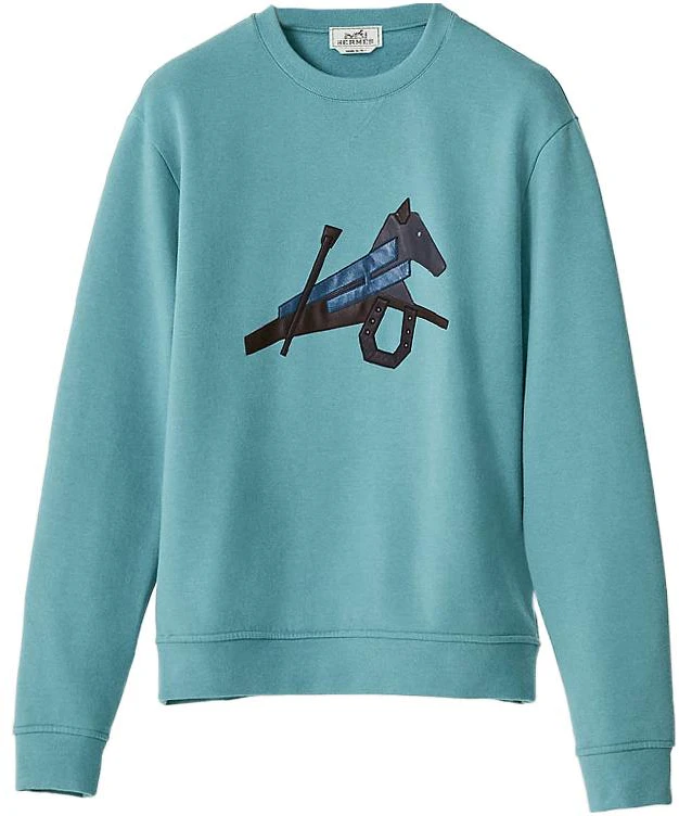 hermes-fw-22-round-neck-sweatshirt-with-leather-cartoon-animal-detail-green-h257720-ha-64