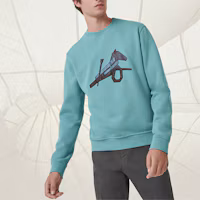 Lookbook HERMES FW22 Round-Neck Sweatshirt with Leather Cartoon Animal Detail Green. H257720HA64