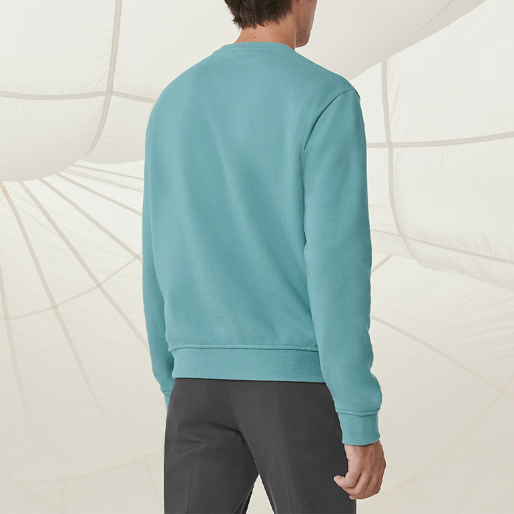 Shop HERMES Baju Kelabu Leher Bulat Hijau dengan Rinci Kulit Kartun Haiwan. H257720HA64