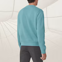 Shop HERMES FW22 Round-Neck Sweatshirt with Leather Cartoon Animal Detail Green. H257720HA64