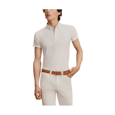 HERMES FW22 Slim Fit Plain Polo Shirt White H800482EV01