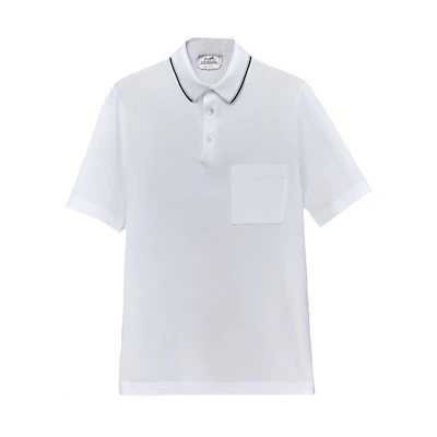 HERMES FW22 Solid Color Pocket Polo Shirt White H267780HA90