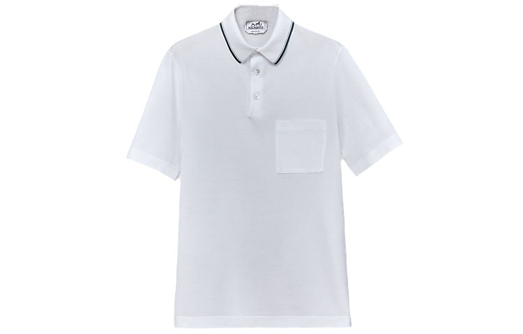 Order HERMES FW22 Baju Polo Poket Warna Putih Pejal H267780HA90