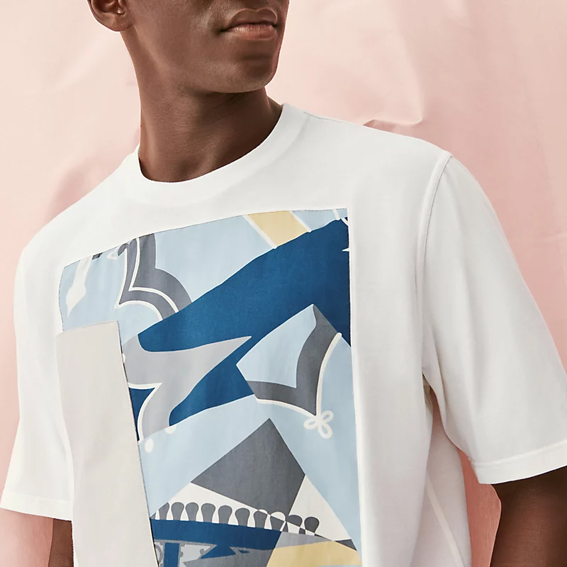 Sizing HERMES FW22 白色不規則圖案圓領休閒T恤 H257810HA90