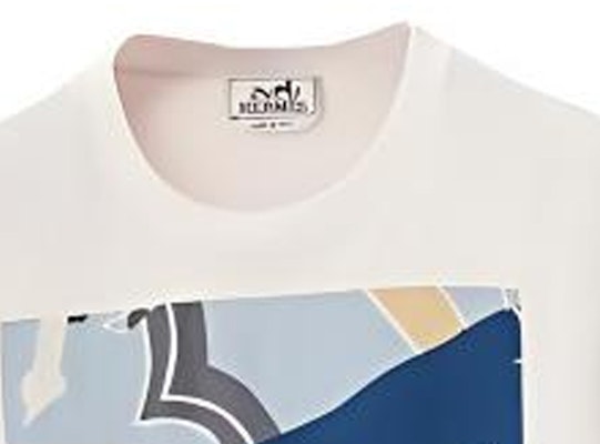 HERMES FW22 白色不規則圖案圓領休閒T恤 H257810HA90 Cheap HERMES FW22 白色不規則圖案圓領休閒T恤 H257810HA90