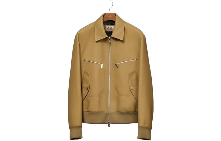 HERMES FW22  Yellow Solid Collar Zip Button Pocket Jacket. H263220HC3J