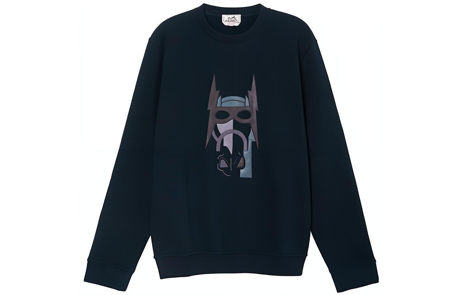 HERMES FW22 Abstract Pattern Crewneck Sweatshirt Navy Blue  Fashion. H267680HA01