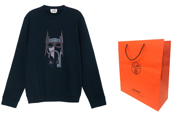 Shop 에르메스 FW22 추상 패턴 네이비 블루 크루넥 스웻셔츠 패션. H267680HA01