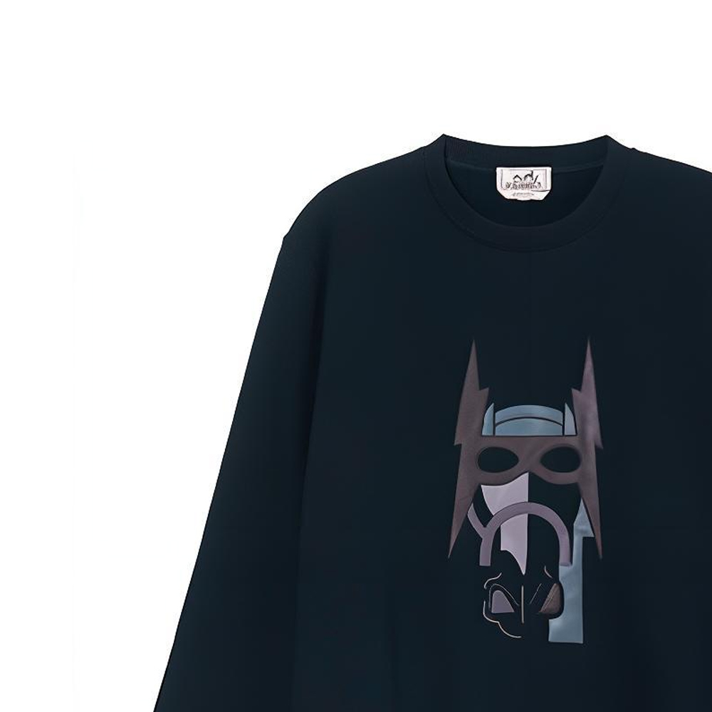 Sizing 에르메스 FW22 추상 패턴 네이비 블루 크루넥 스웻셔츠 패션. H267680HA01