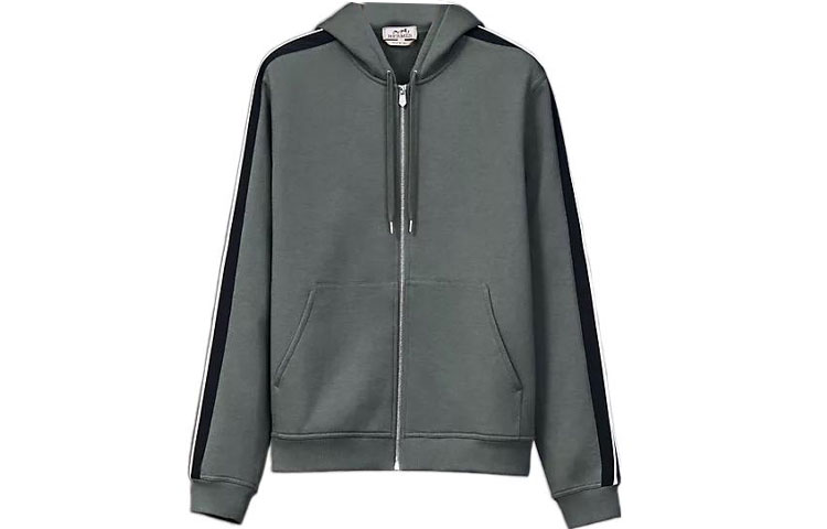 Hermes FW22 Colorblock Casual Fit Zip Sweatshirt Grey H267650HA09