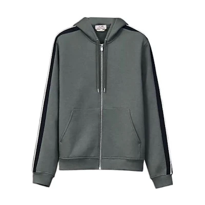 Hermes FW22 Colorblock Casual Fit Zip Sweatshirt Grey H267650HA09