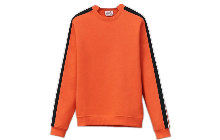 Hermes FW22 Colorblock Crewneck Pullover Sweatshirt Orange () H267640HAO