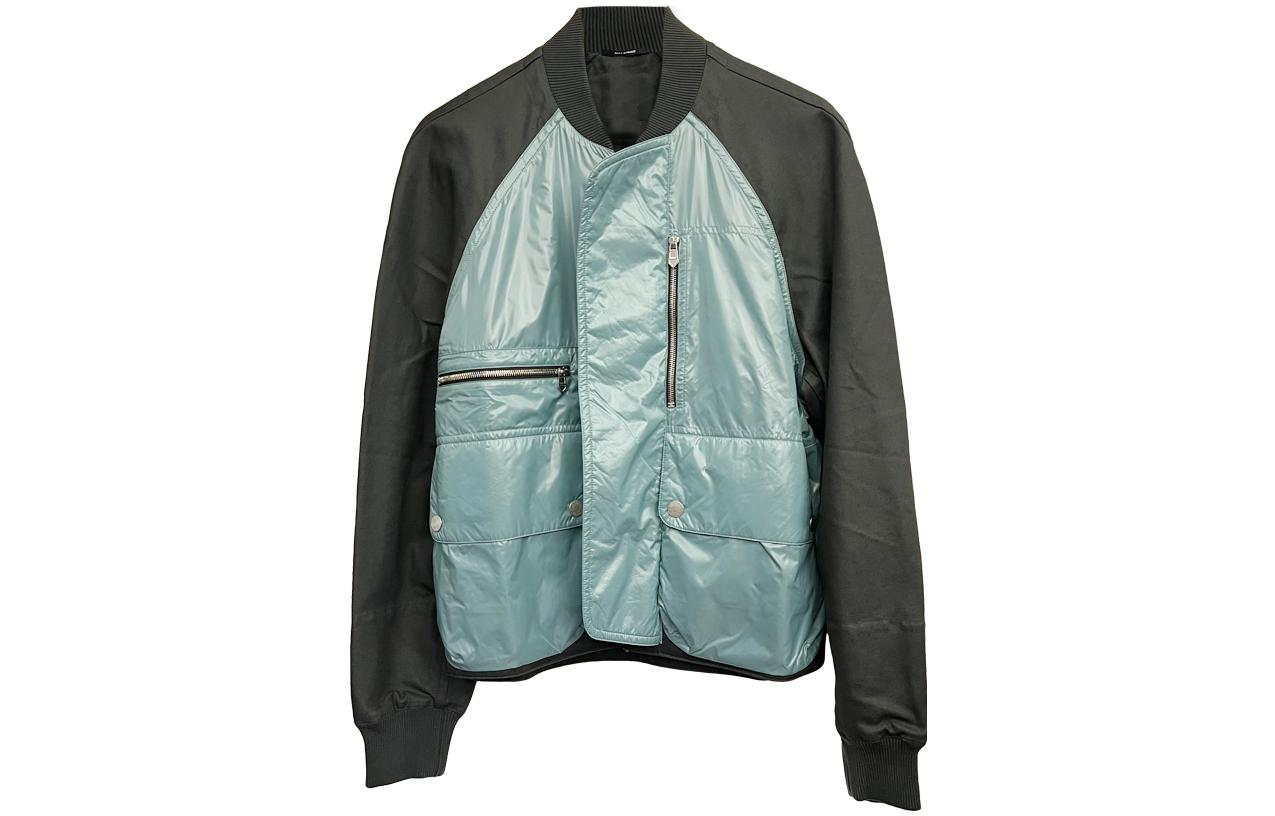 Order 爱马仕 FW22 湖蓝色拼色罗纹长袖棒球夹克男款 H252320HDUD