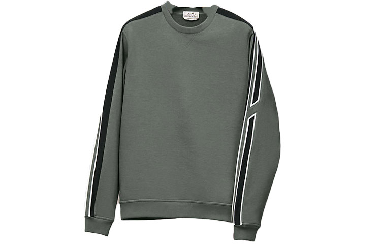 Hermes FW22 Colorblock Stripe Print Relaxed Crewneck Sweatshirt Green Men H267640HA093