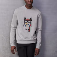 Shop HERMES FW22 Geometric Cartoon Print Crewneck Loose Sweatshirt Men Light Grey H267680HA1O3