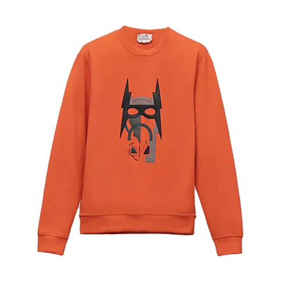 Hermes FW22 Graphic Print Crewneck Long Sleeve Sweatshirt Poppy Orange H267680HA0S