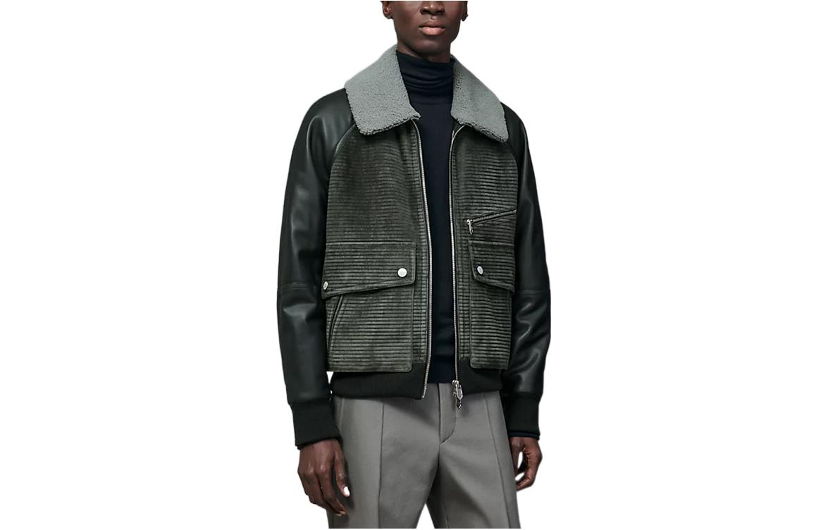 Hermes FW22 Gray Patchwork Zip-Up Casual Jacket H263520HF2H50