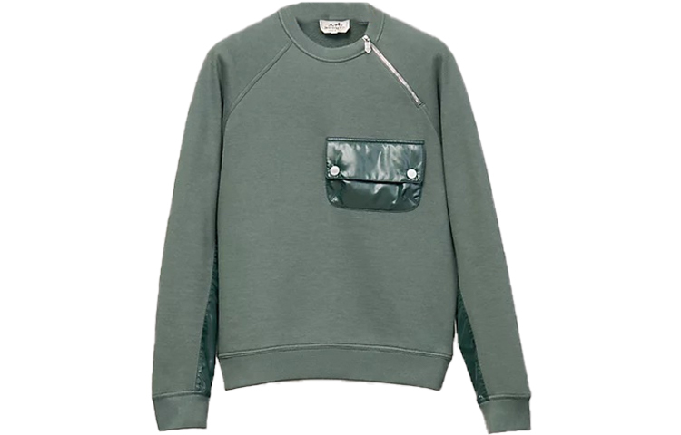 Hermes FW22 Green Pocket Crewneck Long Sleeve Sweatshirt H267600HA09