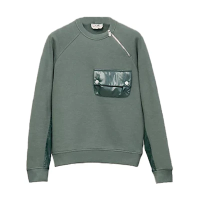 Hermes FW22 Green Pocket Crewneck Long Sleeve Sweatshirt H267600HA09