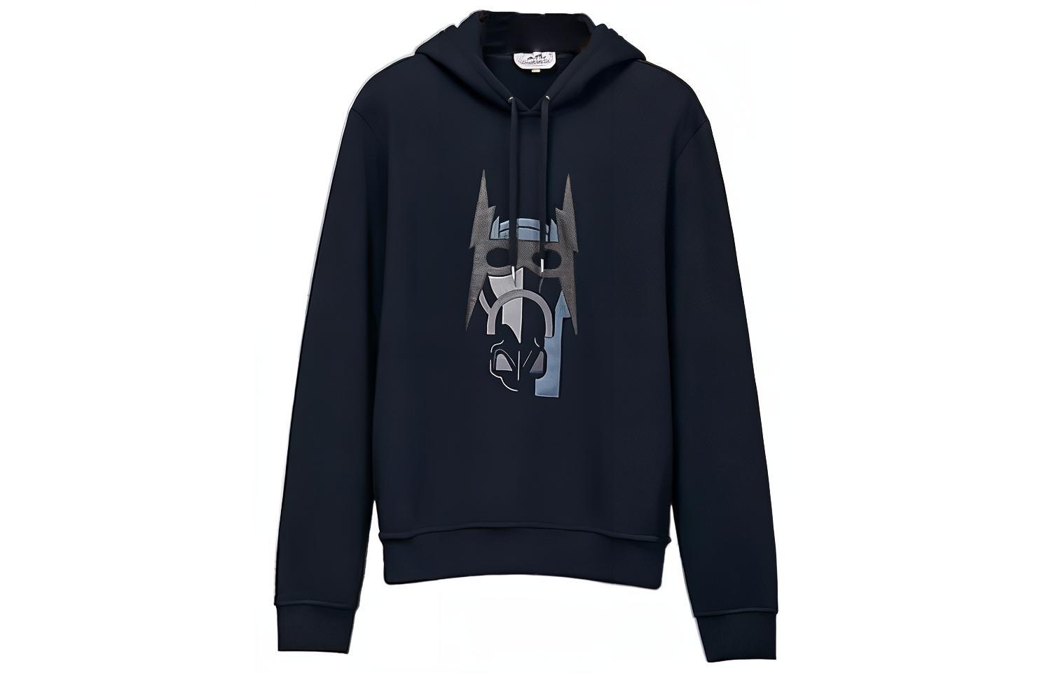 Hermes FW22 Horse Print Navy Blue Hoodie for Men H267690HA01