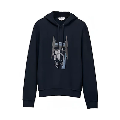 Hermes FW22 Horse Print Navy Blue Hoodie for Men H267690HA01
