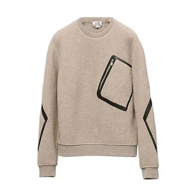 Hermes FW22 Knit Diamond Detail Long Sleeve Sweatshirt Khaki H267540HA1WME