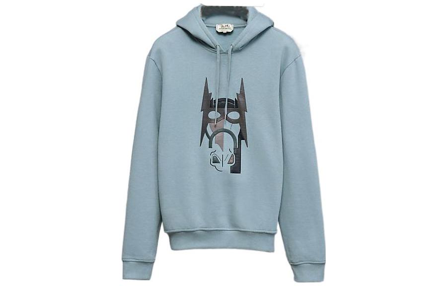 Hermes FW22 Misty Gray Hoodie with Horsehead Print Design H267690HA3Q