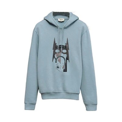 Hermes FW22 Misty Gray Hoodie with Horsehead Print Design H267690HA3Q
