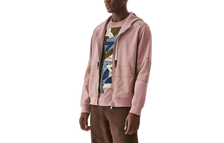 Hermes FW22 Pink Solid Color Zip-Up Hoodie Jacket H257790HA0K