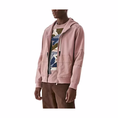 Hermes FW22 Pink Solid Color Zip-Up Hoodie Jacket H257790HA0K