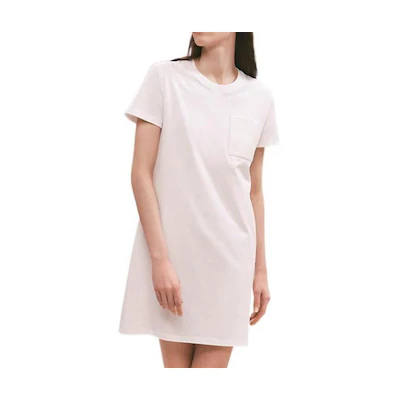 HERMES FW22 Solid Color Pocket Short Sleeve Dress White H2H4512DU90