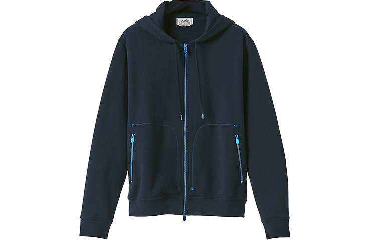 Hermes FW22 Solid Color Zip Hoodie Jacket Blue H257710HA6C