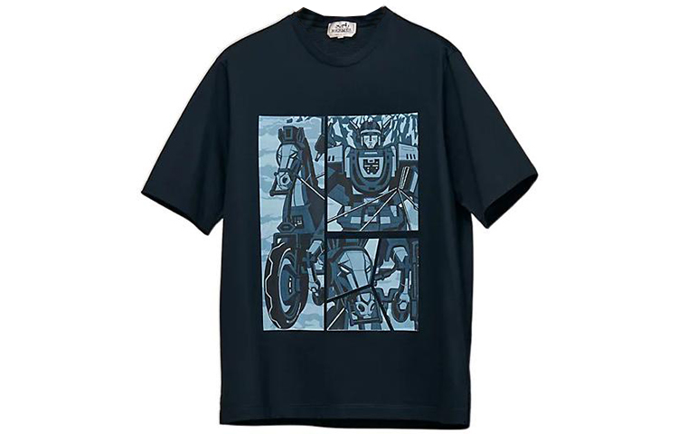 Order 愛馬仕 FW22 超級戰車印花圓領短袖男款 天空藍 H267820HA01