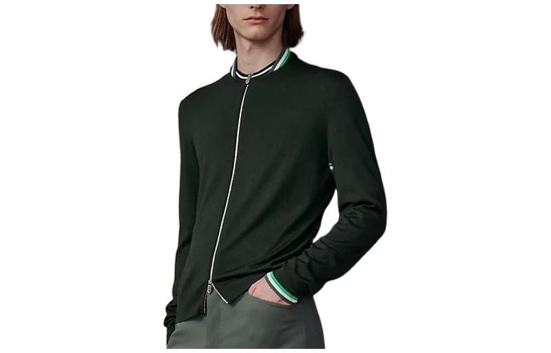 Hermes FW22 Zip-Up Stripe Trim Jacket in Dark Green H267025HA2H